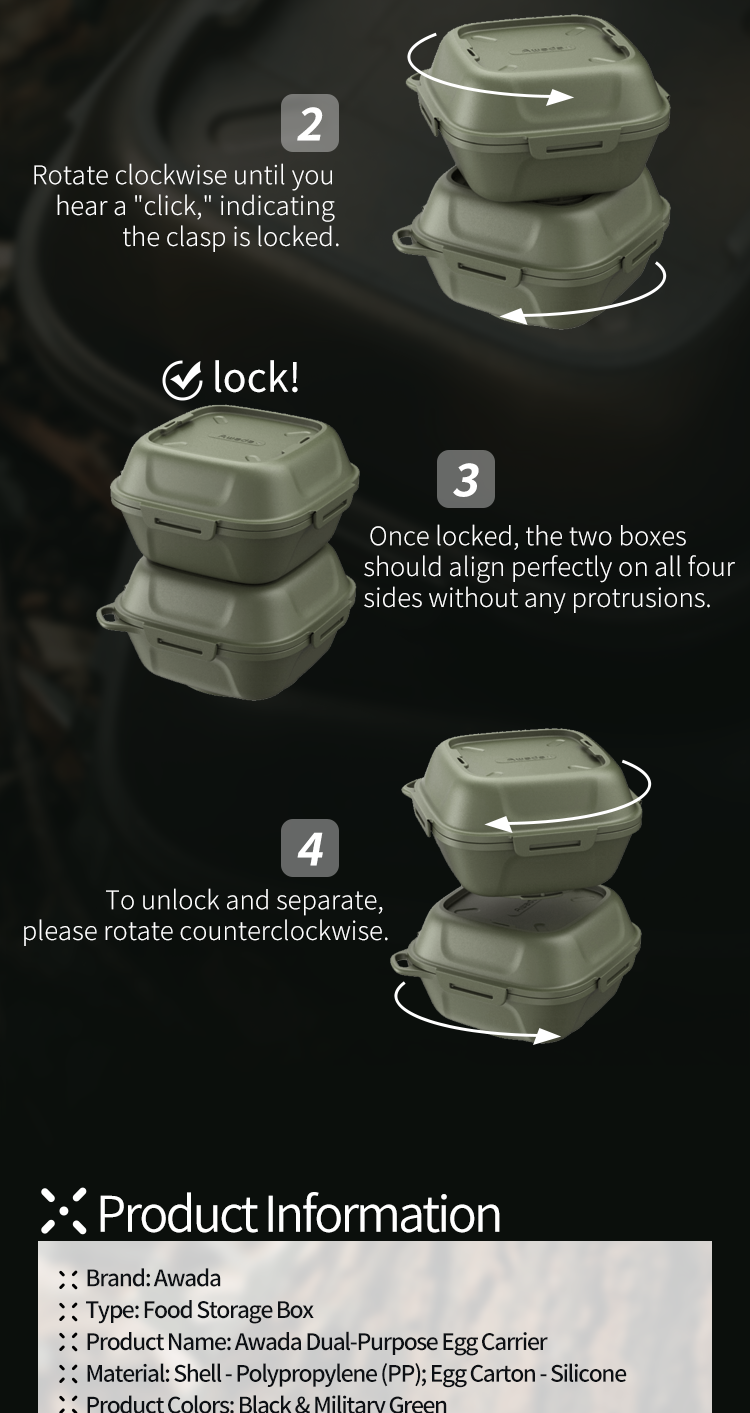 2-in-1 Egg Container】 Outdoor Camping Egg Storage Box and Steamer Shatterproof Leakproof Portable