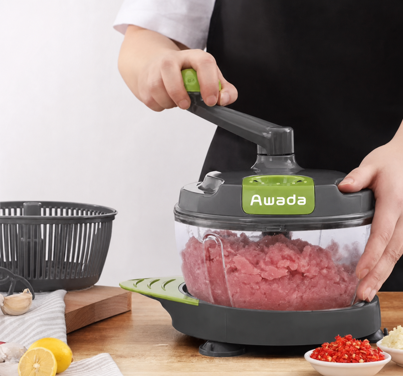 Manual Rotary Meat Grinder and Food Chopper