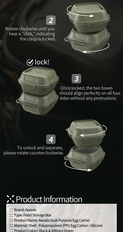 2-in-1 Egg Container】 Outdoor Camping Egg Storage Box and Steamer Shatterproof Leakproof Portable