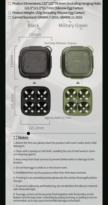 2-in-1 Egg Container】 Outdoor Camping Egg Storage Box and Steamer Shatterproof Leakproof Portable
