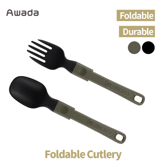 Awada Foldable Camping Cutlery Set – Portable Fork & Spoon for Outdoor Cooking, Hiking & Travel