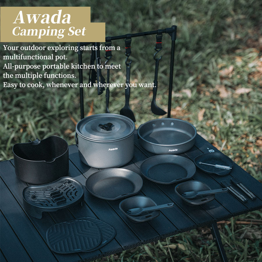 Awada 25 in 1 Cookware Set Pot Pan Bowl Plate Chopsticks