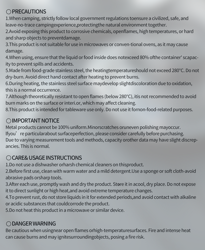 Awada 304 Stainless Steel Outdoor Tableware Set – Cup, Bowl, Plate & Camping Cutlery with Storage Bag