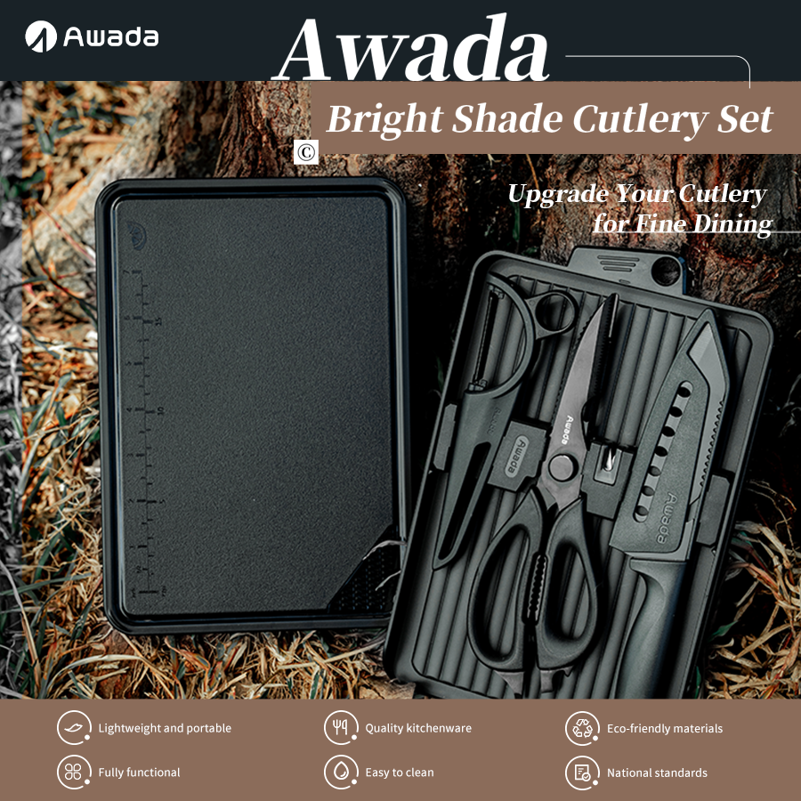 AWADA 4-in-1 Camping Cutting Board Set