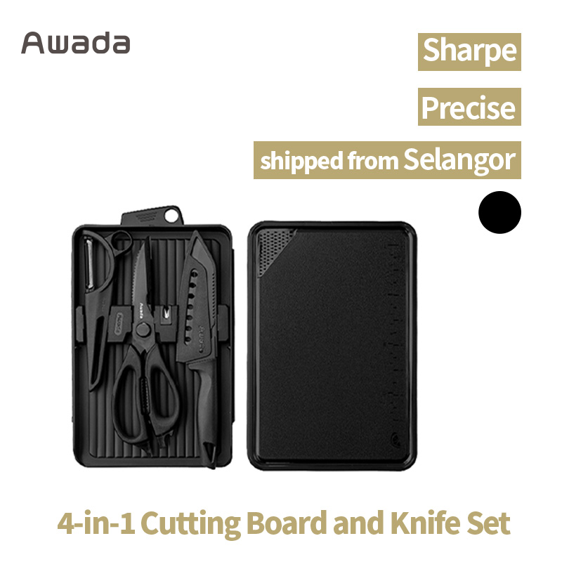 Awada Cutting Set Santoku Knife Scissors Peeler