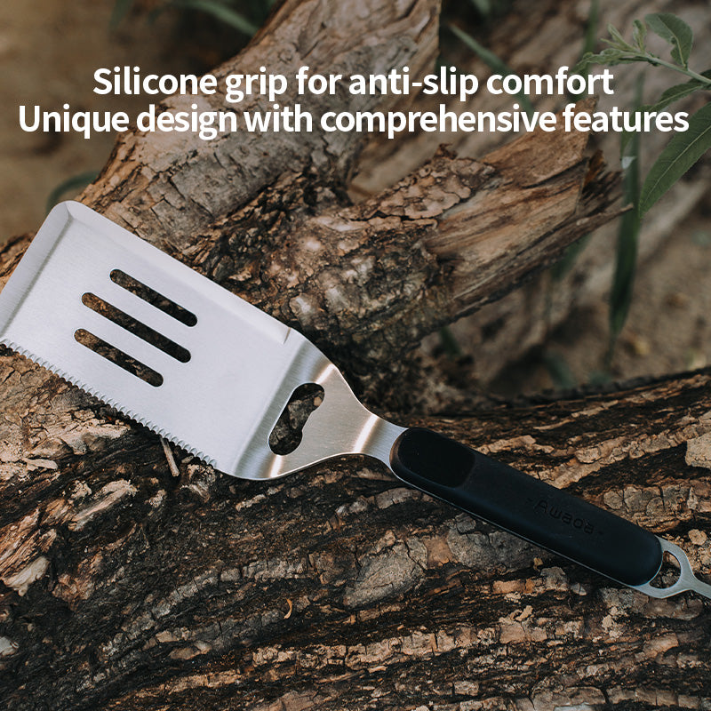 【4-in-1 BBQ Set】Awada Portable Outdoor Grill Tool Kit – Tongs, Spatula, Oil Brush & Storage Bag