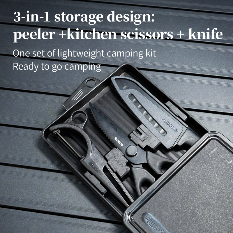 AWADA 4-in-1 Camping Cutting Board Set