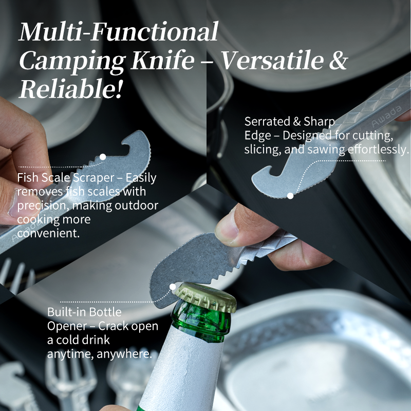 Awada 304 Stainless Steel Outdoor Tableware Set – Cup, Bowl, Plate & Camping Cutlery with Storage Bag