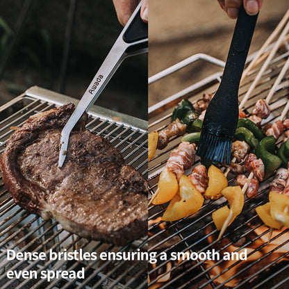 【4-in-1 BBQ Set】Awada Portable Outdoor Grill Tool Kit – Tongs, Spatula, Oil Brush & Storage Bag