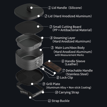 AWADA Multi-Function Outdoor Lunchbox – Compact Camping Cookware Set to Fry, Boil & Steam