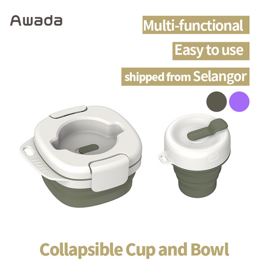 Awada Foldable Camping Tableware Set Bowl Cup Cutlery