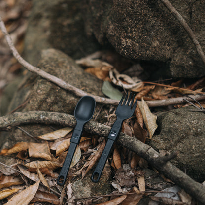 AWADA【Foldable Cutlery】 Small Fork and Spoon 2-Piece Set Awada Outdoor Portable Easy-to-Clean Durable High-Temperature-Resistant Camping Fork and Spoon