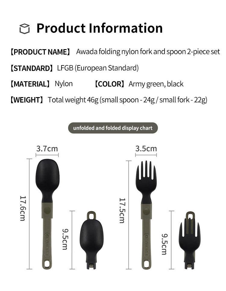 Awada Foldable Cutlery Set Fork Spoon