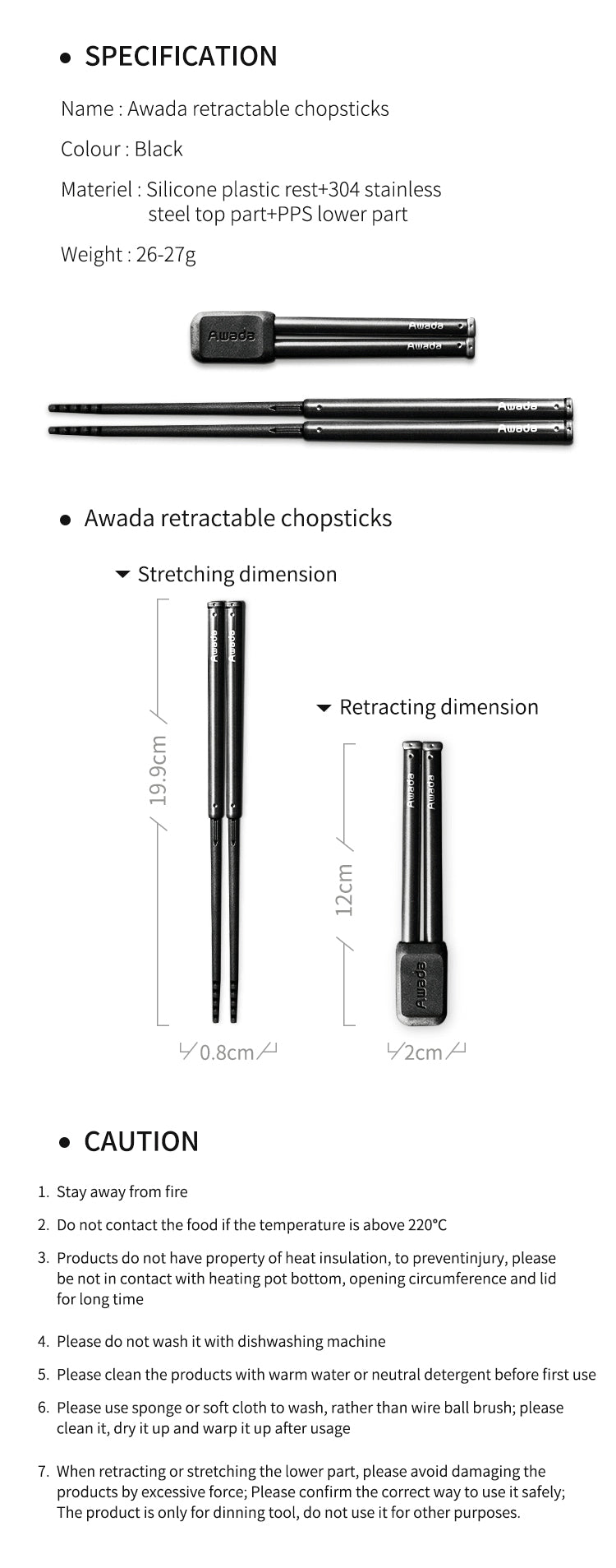 Awada Extendable Nylon Chopsticks